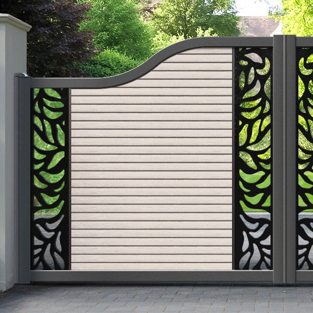 Hudson Plume Curved Top Driveway Gate - Mid Stone - Middle & End Screen