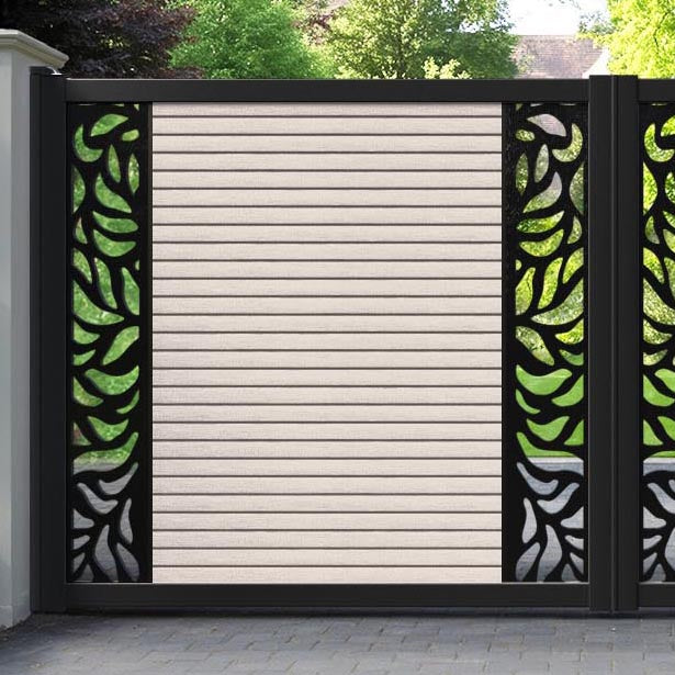 Hudson Plume Straight Top Driveway Gate - Mid Stone - Middle & End Screen