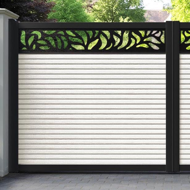 Hudson Plume Straight Top Driveway Gate - Light Stone - Top Screen