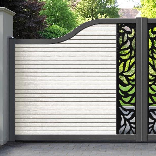 Hudson Plume Curved Top Driveway Gate - Light Stone - Middle Screen