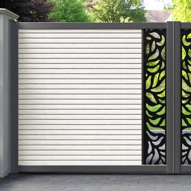 Hudson Plume Straight Top Driveway Gate - Light Stone - Middle Screen