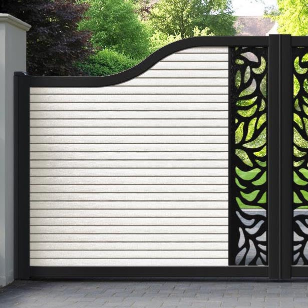 Hudson Plume Curved Top Driveway Gate - Light Stone - Middle Screen