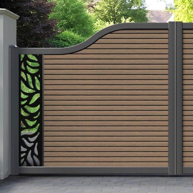 Hudson Plume Curved Top Driveway Gate - Teak - End Screen