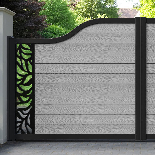 Classic Plume Curved Top Driveway Gate - Light Grey - End Screen