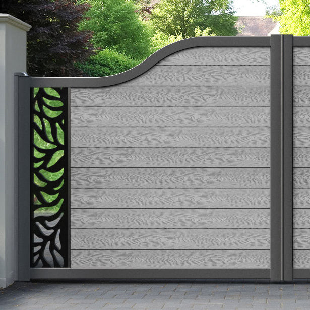 Classic Plume Curved Top Driveway Gate - Light Grey - End Screen
