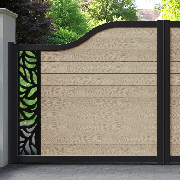 Classic Plume Curved Top Driveway Gate - Light Oak - End Screen