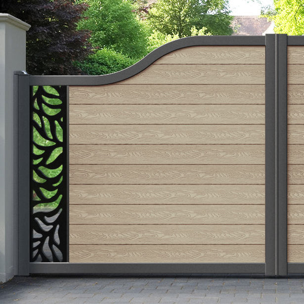 Classic Plume Curved Top Driveway Gate - Light Oak - End Screen
