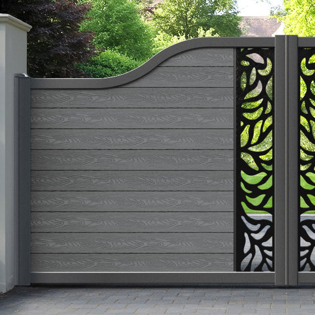 Classic Plume Curved Top Driveway Gate - Mid Grey - Middle Screen