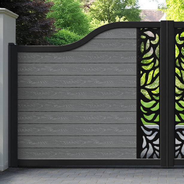 Classic Plume Curved Top Driveway Gate - Mid Grey - Middle Screen