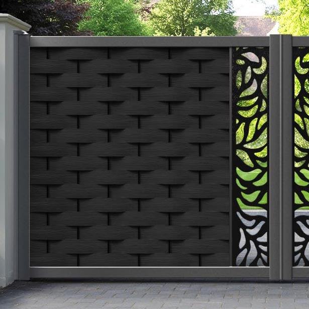 Ripple Plume Straight Top Driveway Gate - Black - Middle Screen