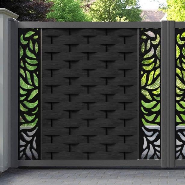 Ripple Plume Straight Top Driveway Gate - Black - Middle & End Screen