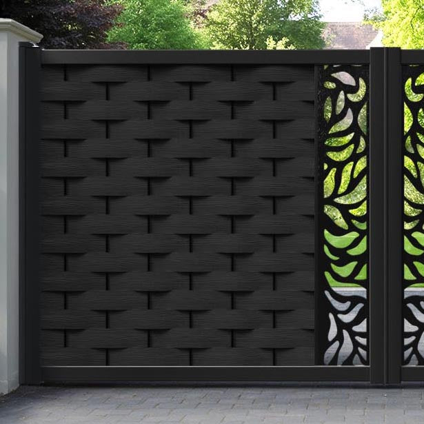 Ripple Plume Straight Top Driveway Gate - Black - Middle Screen