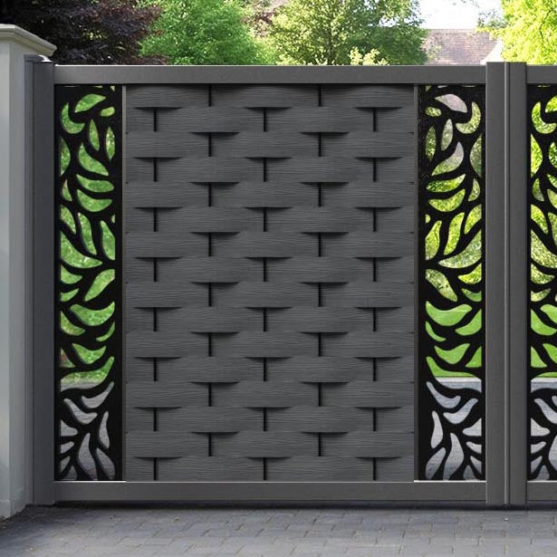 Ripple Plume Straight Top Driveway Gate - Dark Grey - Middle & End Screen