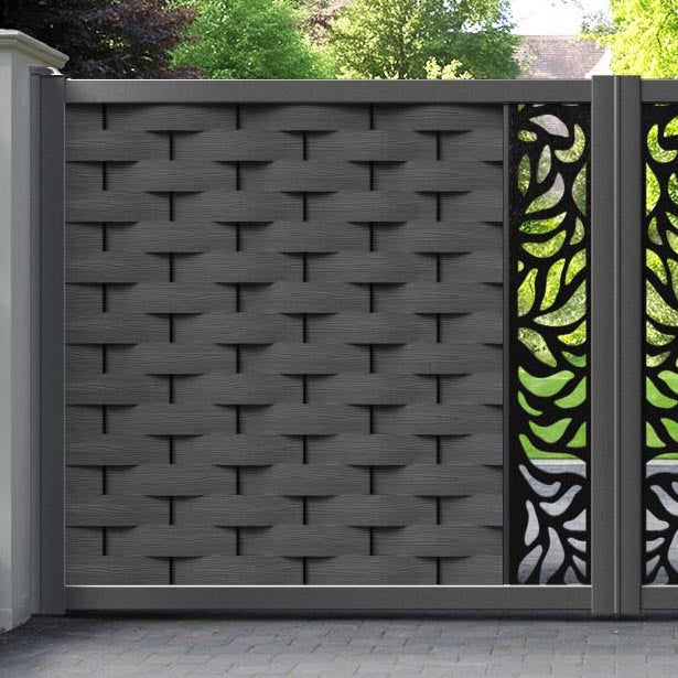 Ripple Plume Straight Top Driveway Gate - Dark Grey - Middle Screen