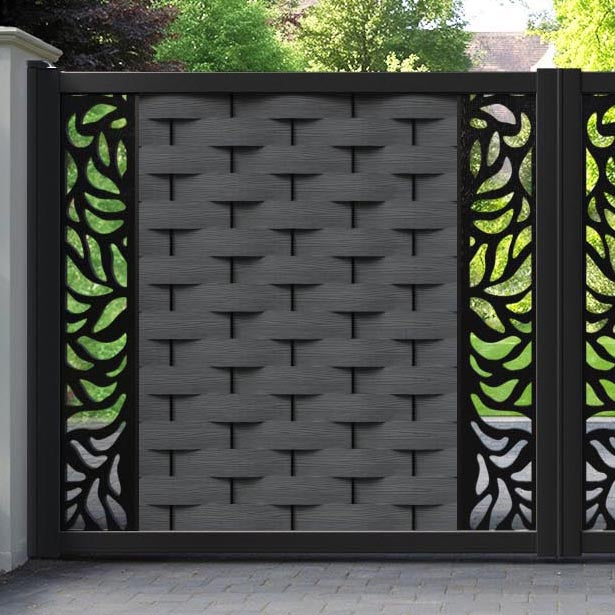 Ripple Plume Straight Top Driveway Gate - Dark Grey - Middle & End Screen