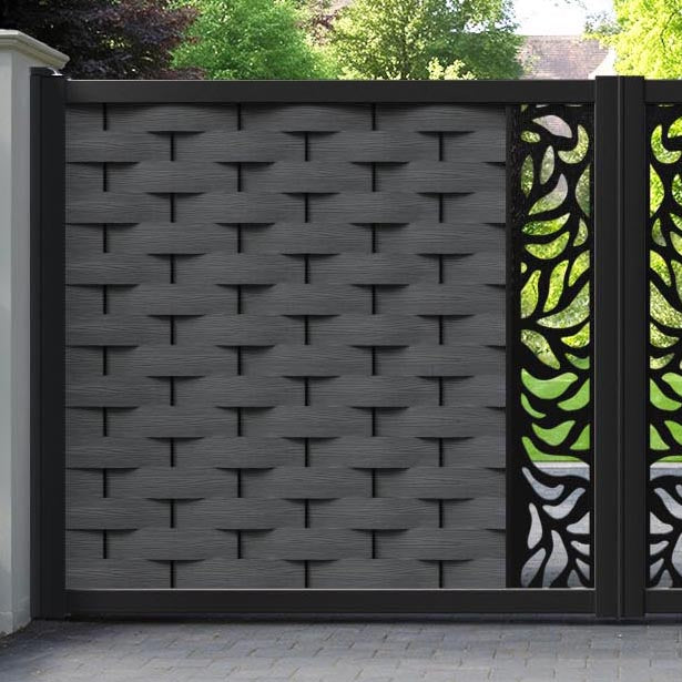 Ripple Plume Straight Top Driveway Gate - Dark Grey - Middle Screen