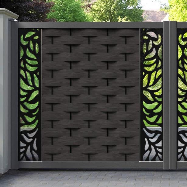 Ripple Plume Straight Top Driveway Gate - Dark Oak - Middle & End Screen