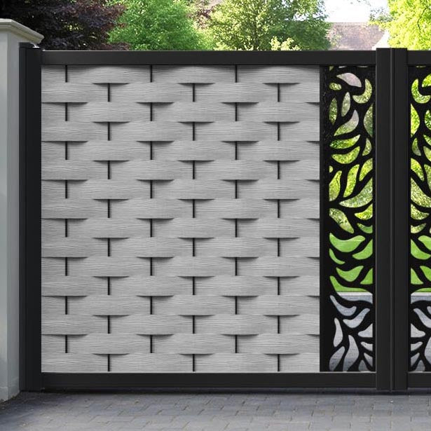 Ripple Plume Straight Top Driveway Gate - Light Grey - Middle Screen