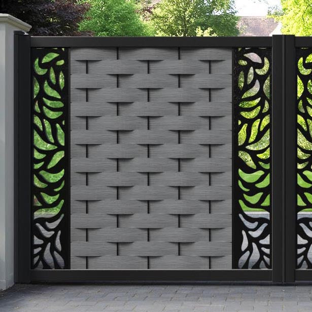 Ripple Plume Straight Top Driveway Gate - Mid Grey - Middle & End Screen