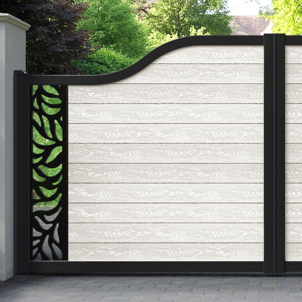 Classic Plume Curved Top Driveway Gate - Light Stone - End Screen