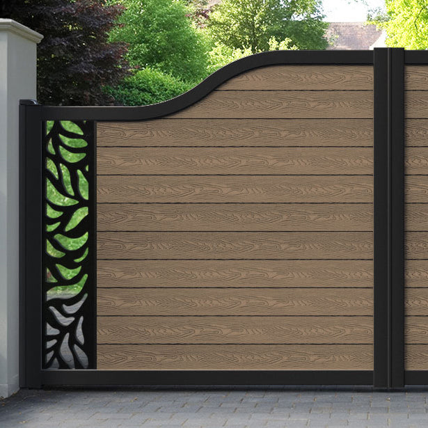 Classic Plume Curved Top Driveway Gate - Teak -  End Screen