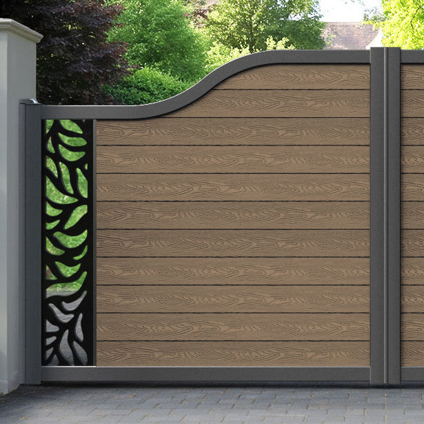 Classic Plume Curved Top Driveway Gate - Teak -  End Screen