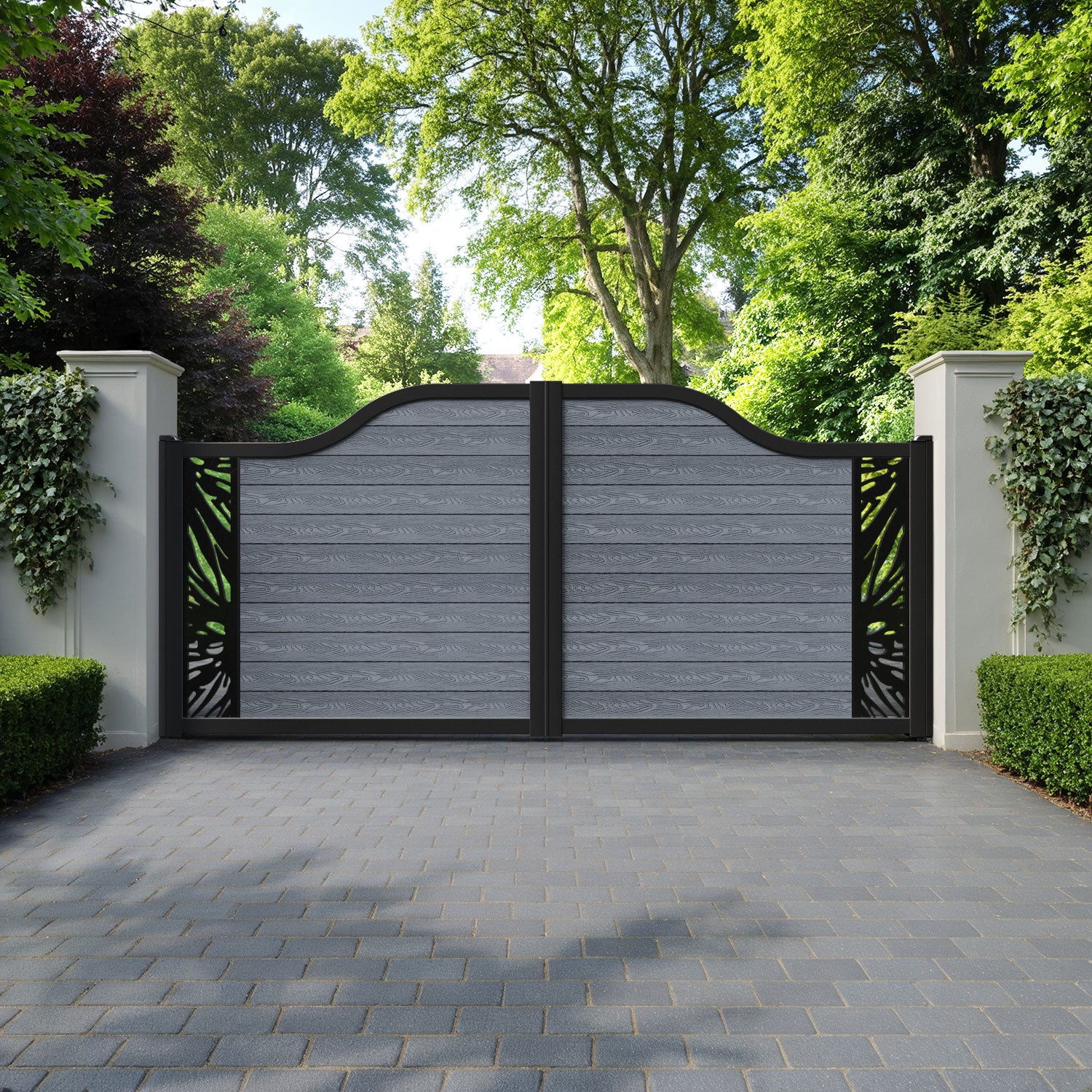 Classic Poppy Curved Top Driveway Gate - Anthracite - End Screen