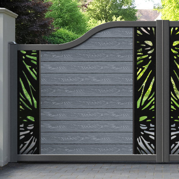 Classic Poppy Curved Top Driveway Gate - Anthracite - Middle & End Screen