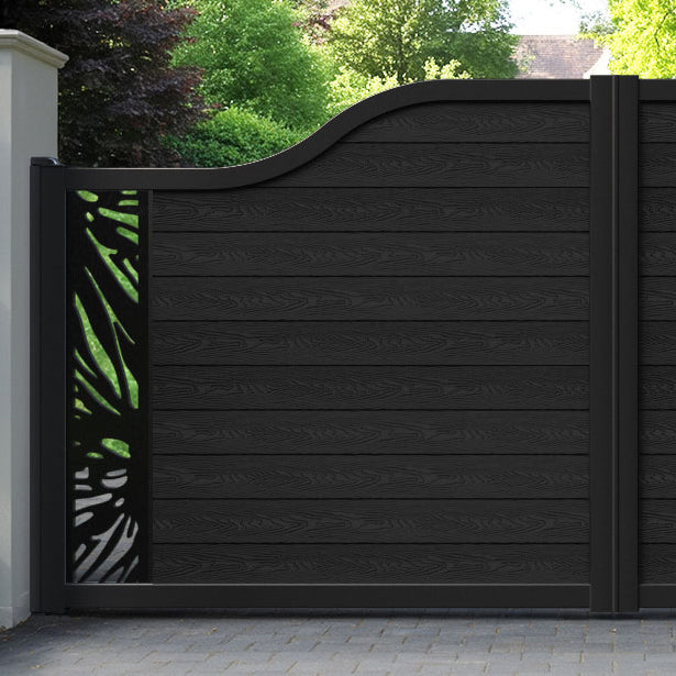 Classic Poppy Curved Top Driveway Gate - Black - End Screen