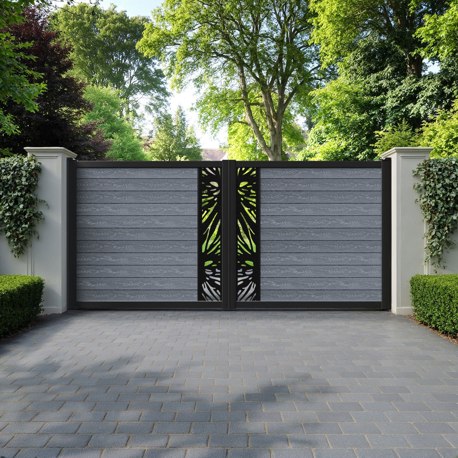 Classic Poppy Straight Top Driveway Gate - Anthracite - Middle Screen