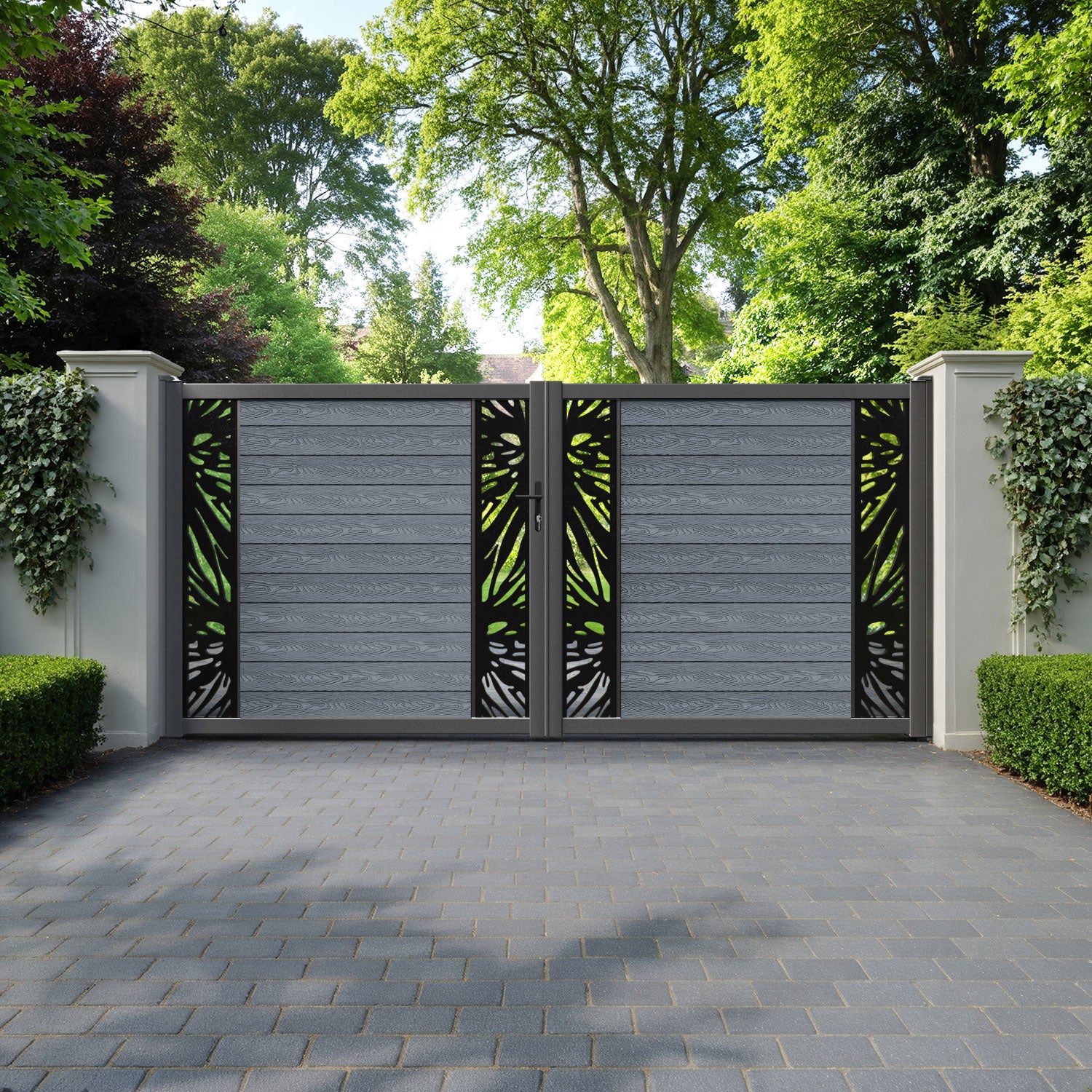 Classic Poppy Straight Top Driveway Gate - Anthracite - Middle & End Screen