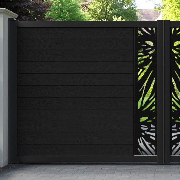 Classic Poppy Straight Top Driveway Gate - Black - Middle Screen