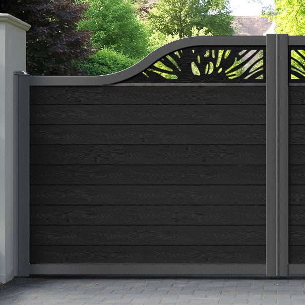 Classic Poppy Curved Top Driveway Gate - Black - Top Screen