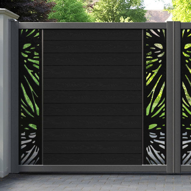 Classic Poppy Straight Top Driveway Gate - Black - Middle & End Screen