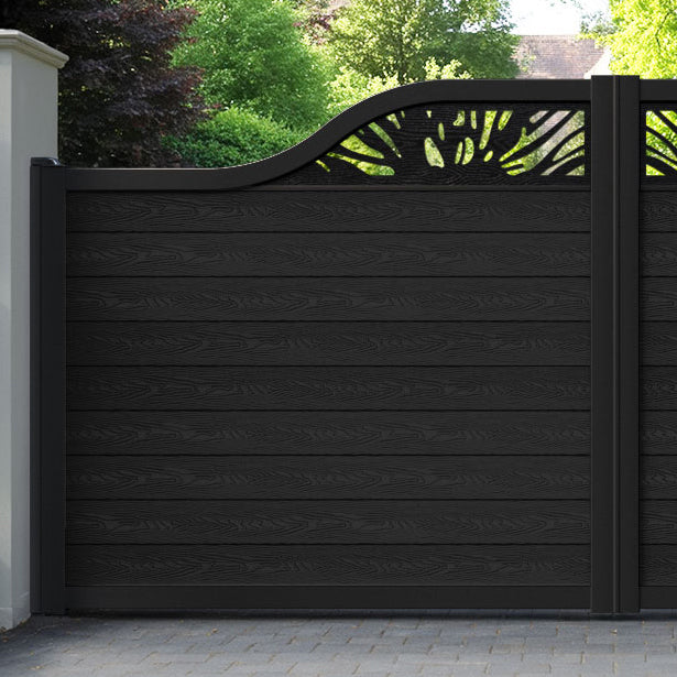 Classic Poppy Curved Top Driveway Gate - Black - Top Screen