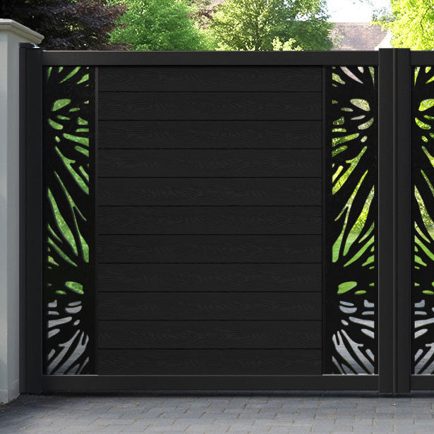Classic Poppy Straight Top Driveway Gate - Black - Middle & End Screen