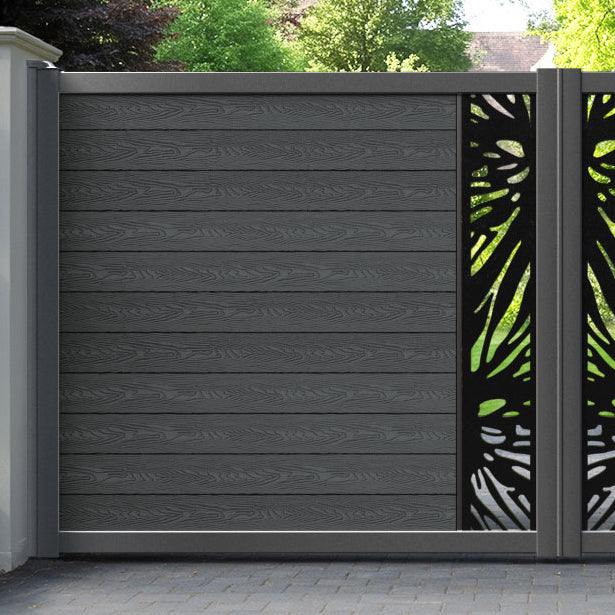 Classic Poppy Straight Top Driveway Gate - Dark Grey - Middle Screen