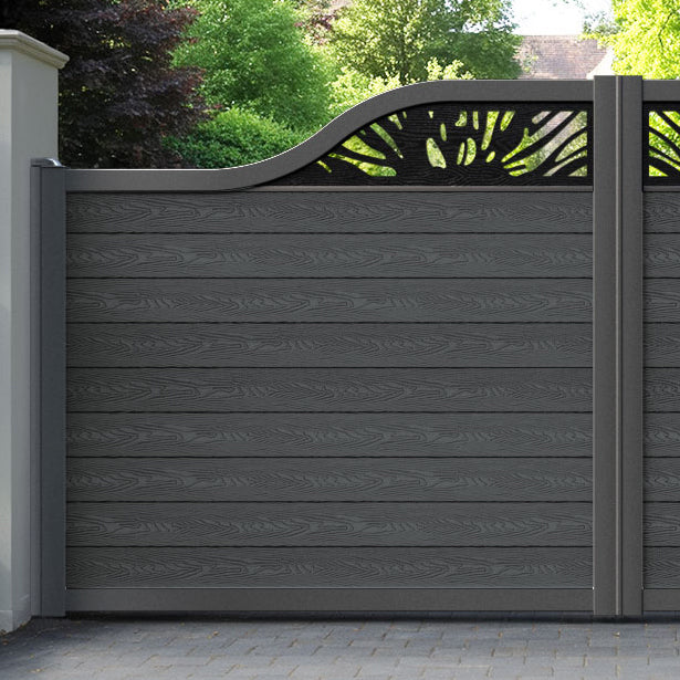 Classic Poppy Curved Top Driveway Gate - Dark Grey - Top Screen