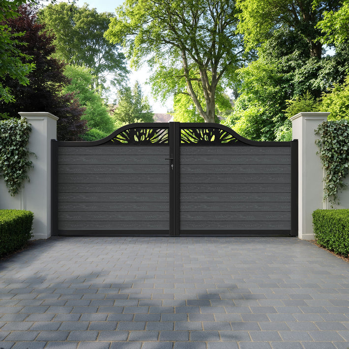 Classic Poppy Curved Top Driveway Gate - Dark Grey - Top Screen