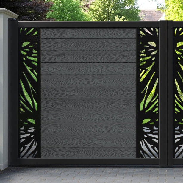 Classic Poppy Straight Top Driveway Gate - Dark Grey - Middle & End Screen