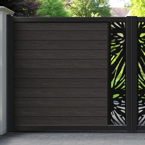Classic Poppy Straight Top Driveway Gate - Dark Oak - Middle Screen