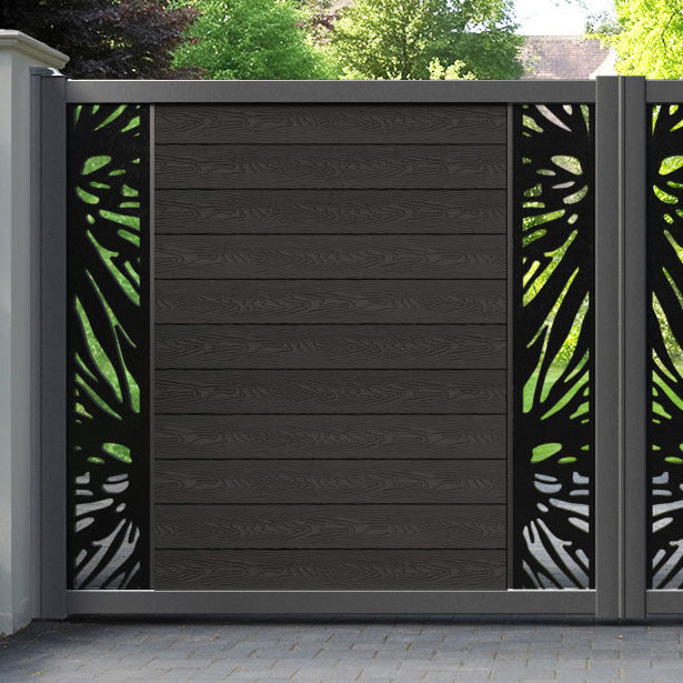 Classic Poppy Straight Top Driveway Gate - Dark Oak - Middle & End Screen
