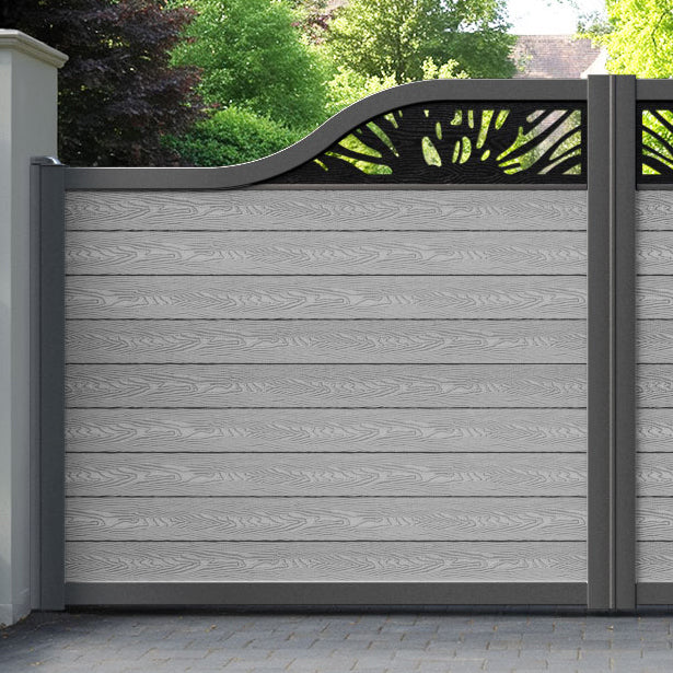 Classic Poppy Curved Top Driveway Gate - Light Grey - Top Screen