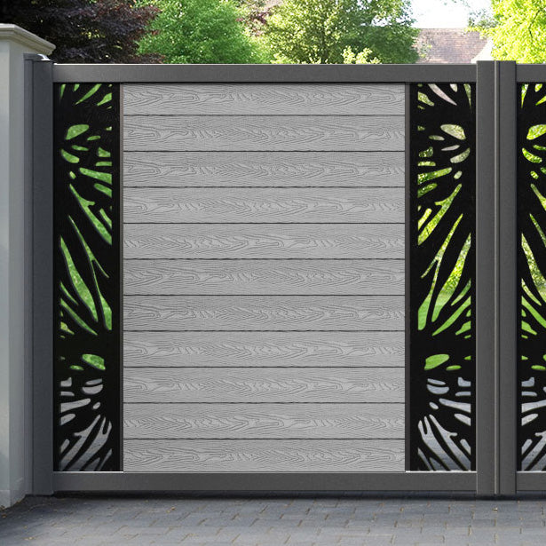 Classic Poppy Straight Top Driveway Gate - Light Grey - Middle & End Screen