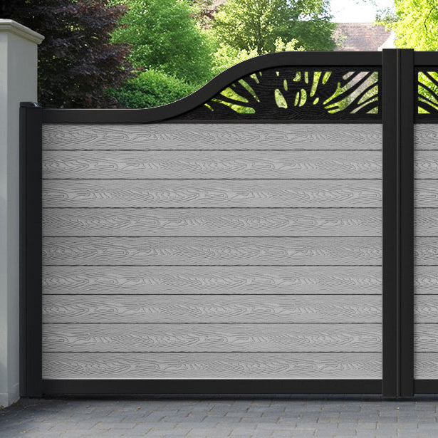 Classic Poppy Curved Top Driveway Gate - Light Grey - Top Screen