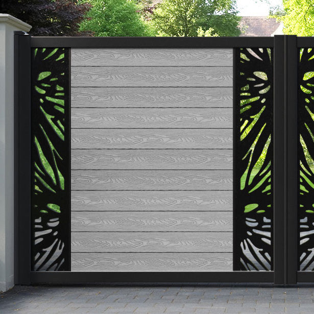 Classic Poppy Straight Top Driveway Gate - Light Grey - Middle & End Screen