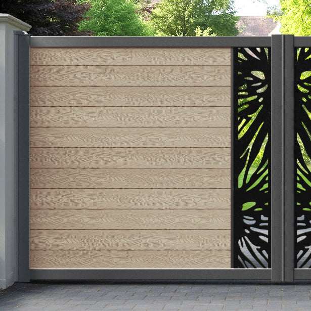 Classic Poppy Straight Top Driveway Gate - Light Oak - Middle Screen