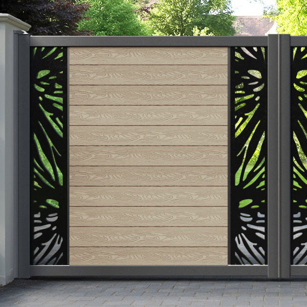 Classic Poppy Straight Top Driveway Gate - Light Oak - Middle & End Screen