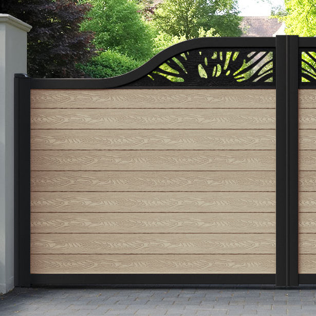 Classic Poppy Curved Top Driveway Gate - Light Oak - Top Screen