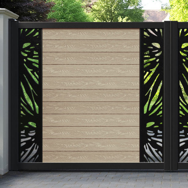 Classic Poppy Straight Top Driveway Gate - Light Oak - Middle & End Screen